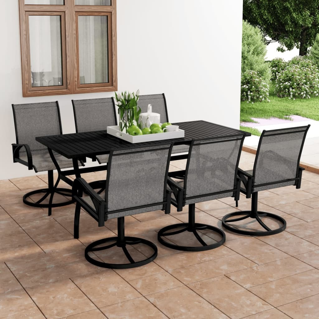 Vidaxl 7 Piece Patio Dining Set Textilene And Steel