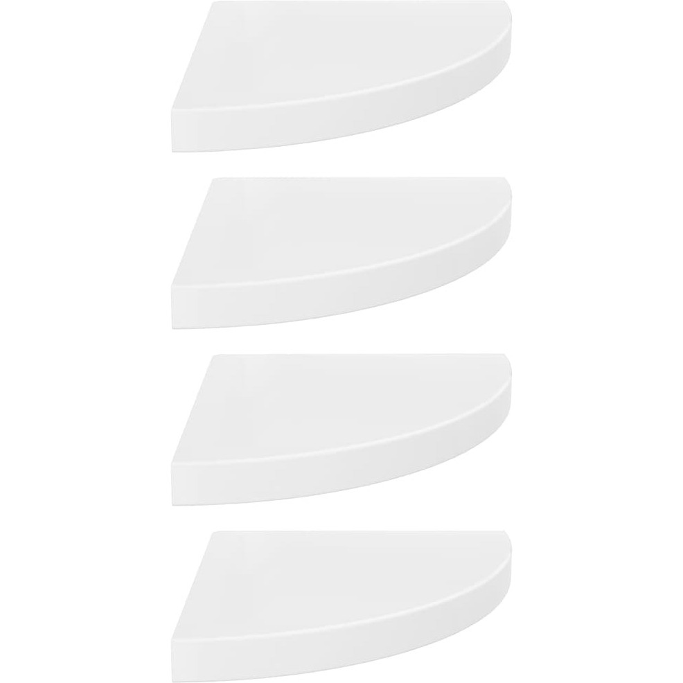 Vidaxl Floating Corner Shelves 4 Pcs High Gloss White 13.8"&quotX13.8"&quotX1.5"" Mdf