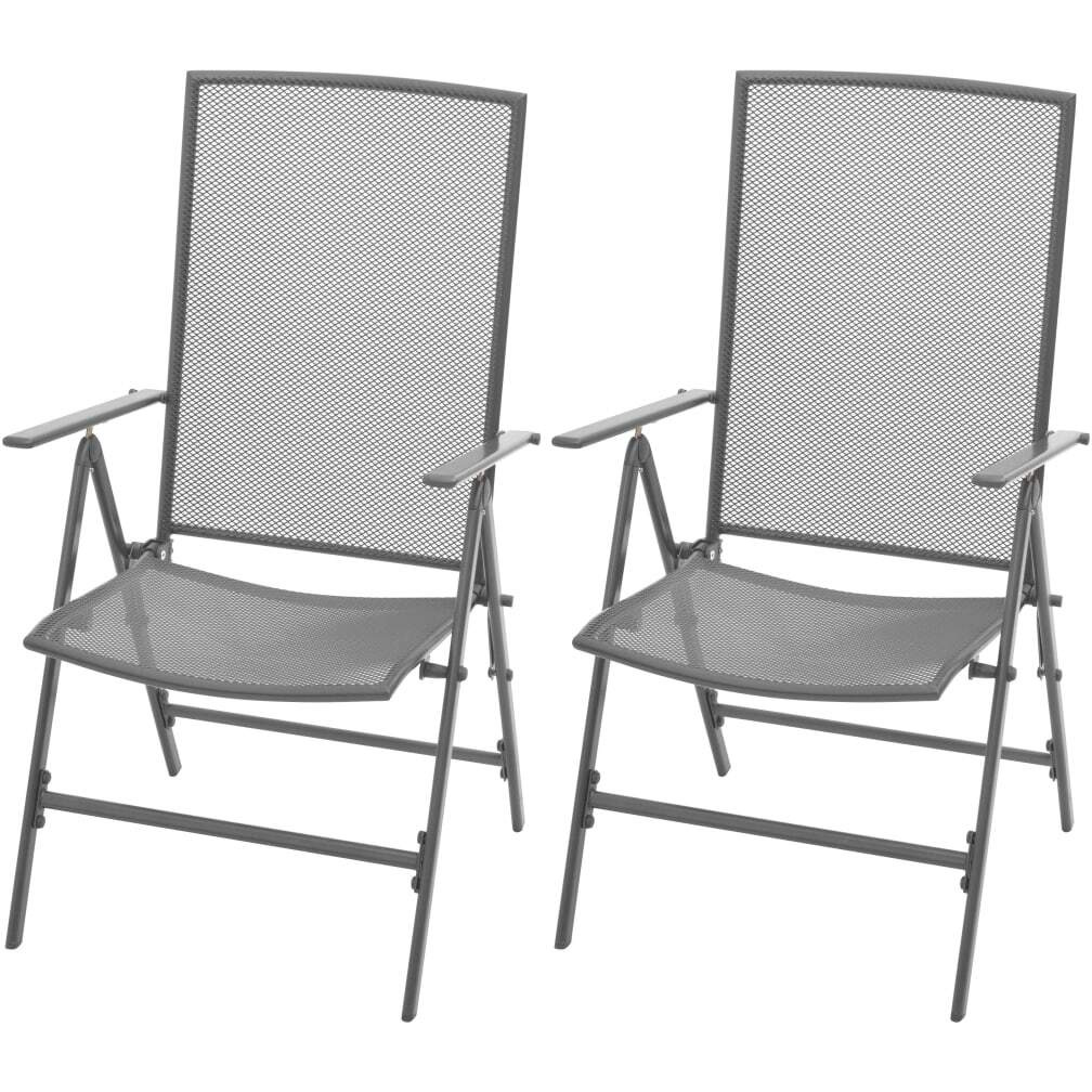 Vidaxl Stackable Patio Chairs 2 Pcs Steel Gray