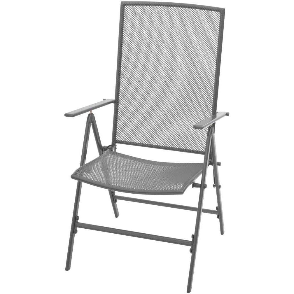 Vidaxl Stackable Patio Chairs 2 Pcs Steel Gray