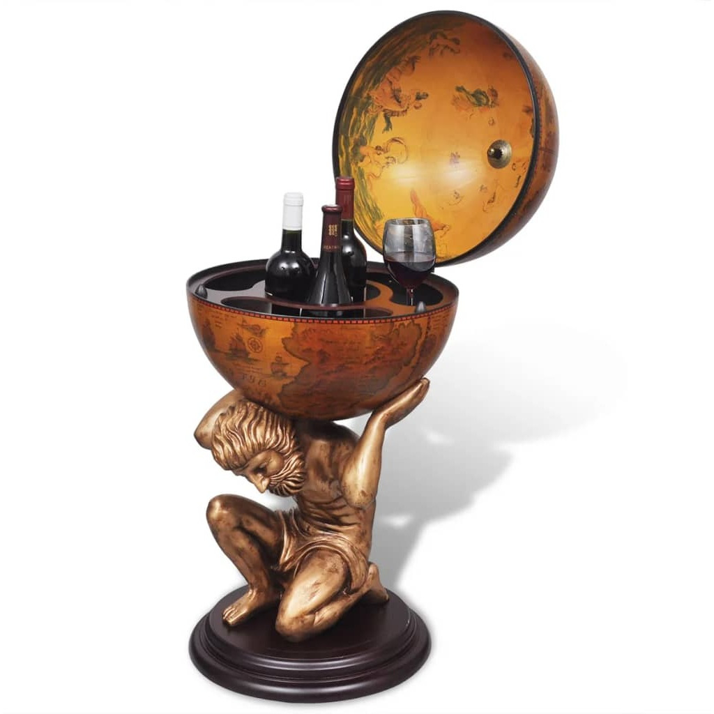 Vidaxl Globe Bar Wine Stand Atlas Design 16.5"&quotX16.5"&quotX33.5""