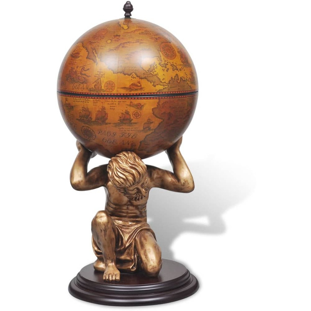Vidaxl Globe Bar Wine Stand Atlas Design 16.5"&quotX16.5"&quotX33.5""