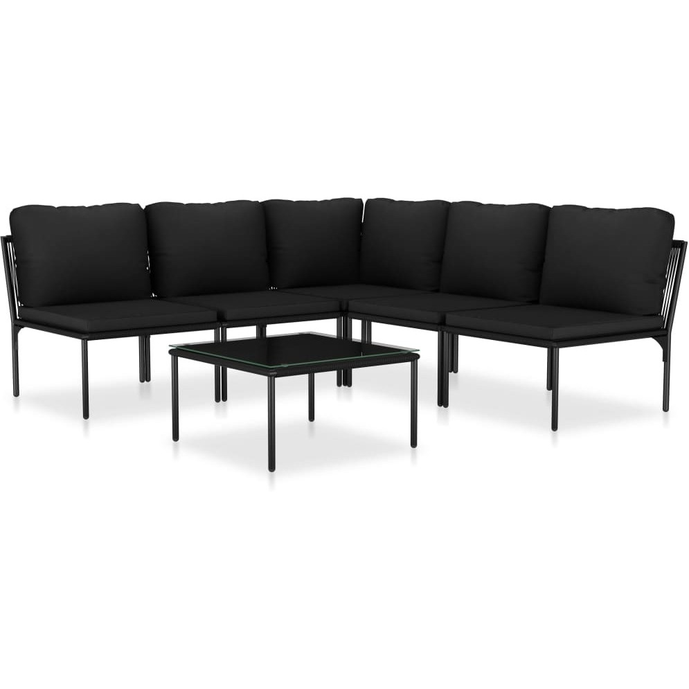 Vidaxl 6 Piece Patio Lounge Set With Cushions Black Pvc