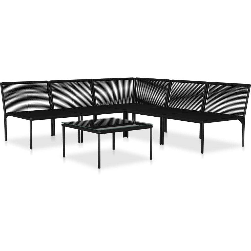 Vidaxl 6 Piece Patio Lounge Set With Cushions Black Pvc