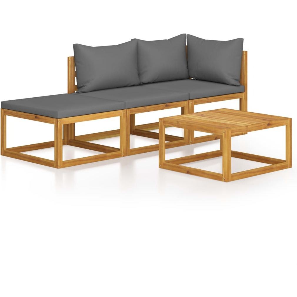 Vidaxl 4 Piece Patio Lounge Set With Cushion Solid Acacia Wood