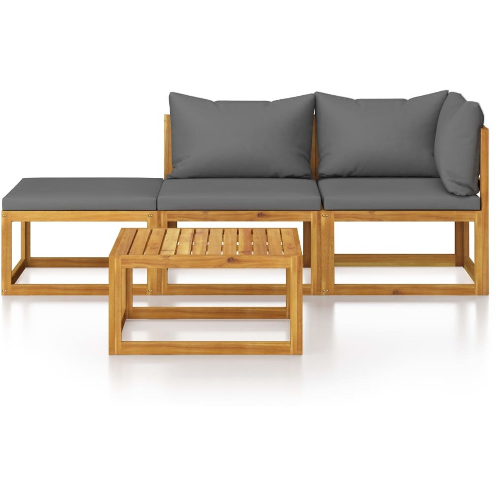 Vidaxl 4 Piece Patio Lounge Set With Cushion Solid Acacia Wood