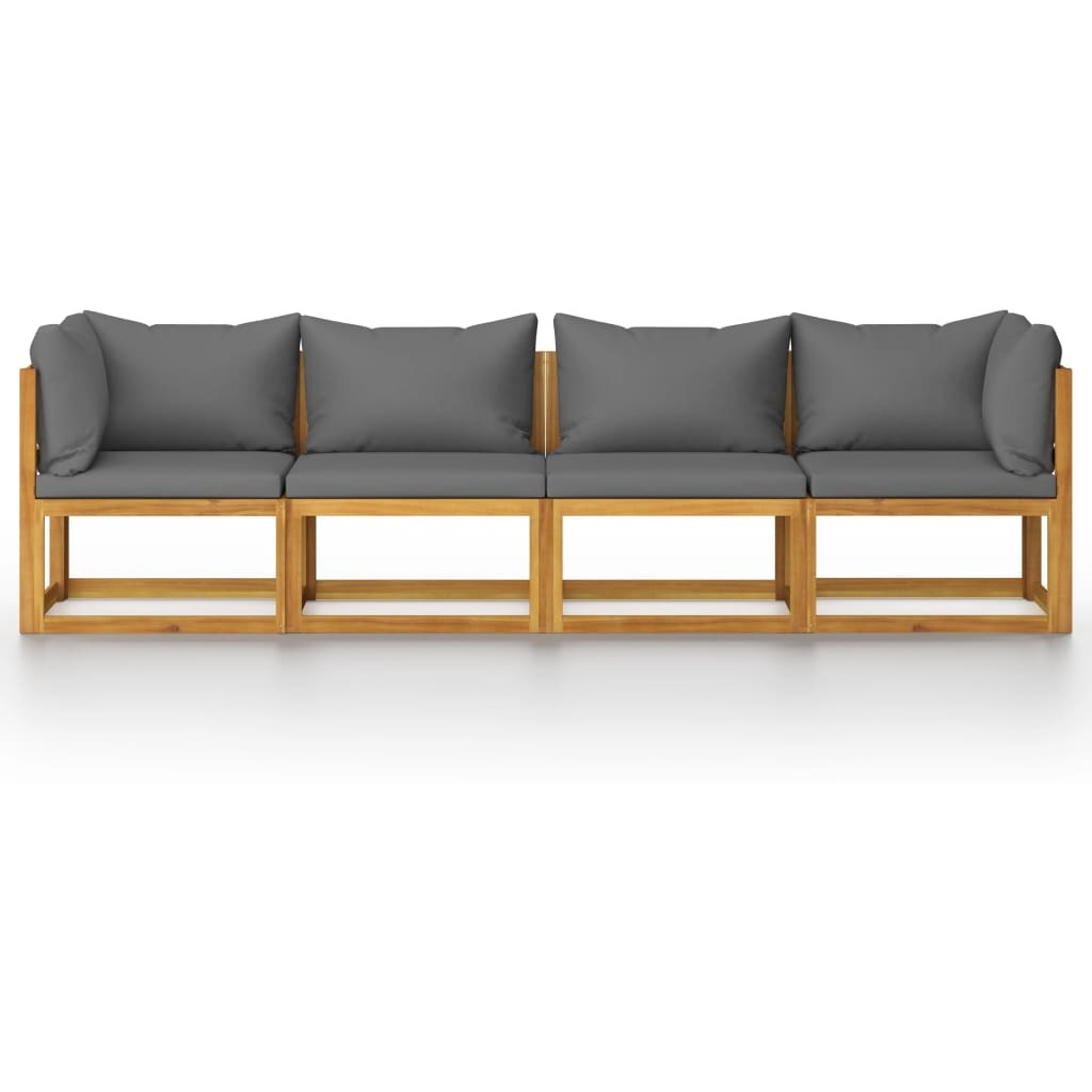 Vidaxl 4-Seater Patio Sofa With Cushion Solid Acacia Wood