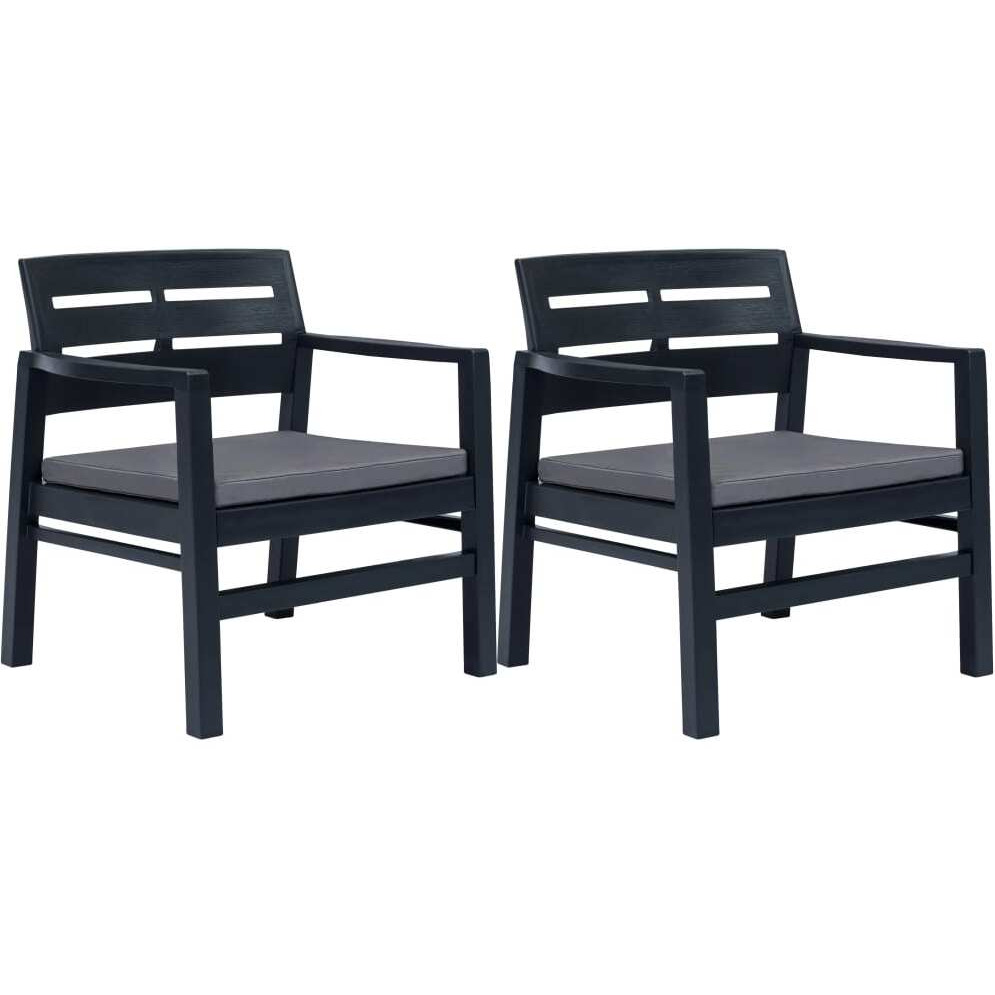 Vidaxl 3 Piece Patio Lounge Set Plastic Anthracite
