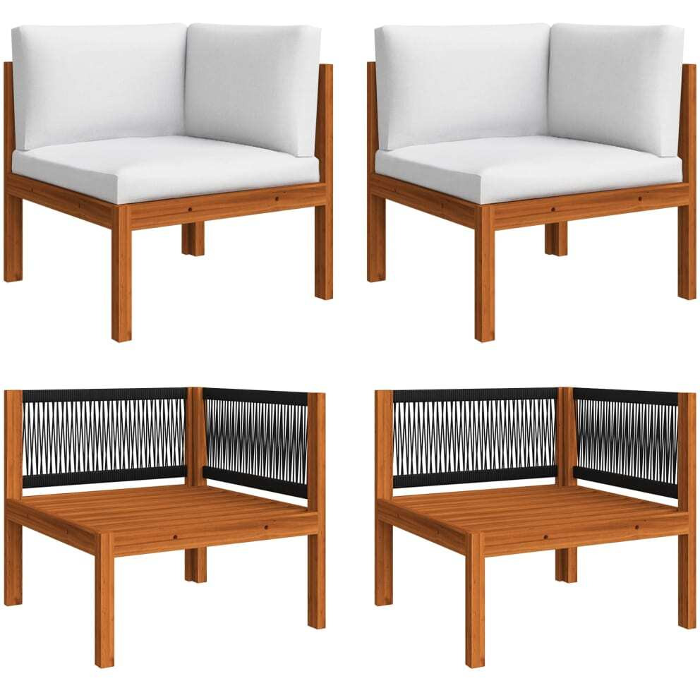 Vidaxl Patio Corner Sofas 2 Pcs With Cushions Solid Acacia Wood