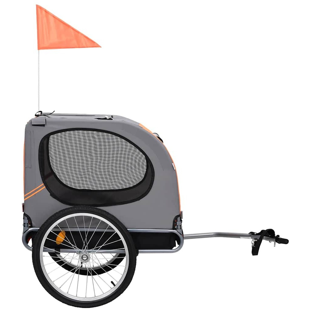 Vidaxl Dog Bike Trailer Orange And Gray