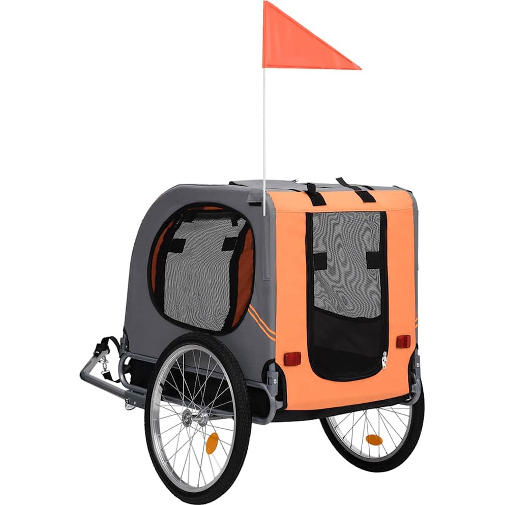 Vidaxl Dog Bike Trailer Orange And Gray