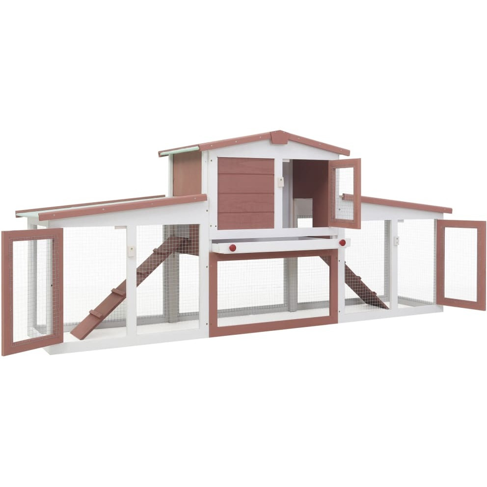 Vidaxl Outdoor Large Rabbit Hutch Brown And White 80.3"&quotX17.7"&quotX33.5"" Wood