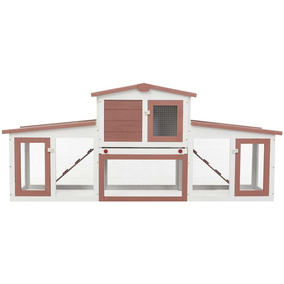 Vidaxl Outdoor Large Rabbit Hutch Brown And White 80.3"&quotX17.7"&quotX33.5"" Wood