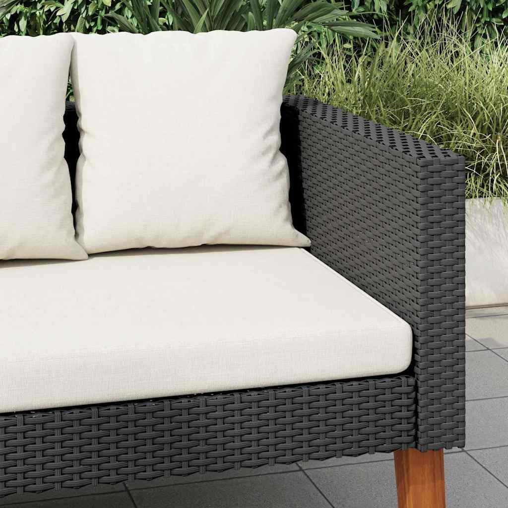 Vidaxl 2-Seater Patio Sofa With Cushions Poly Rattan Black