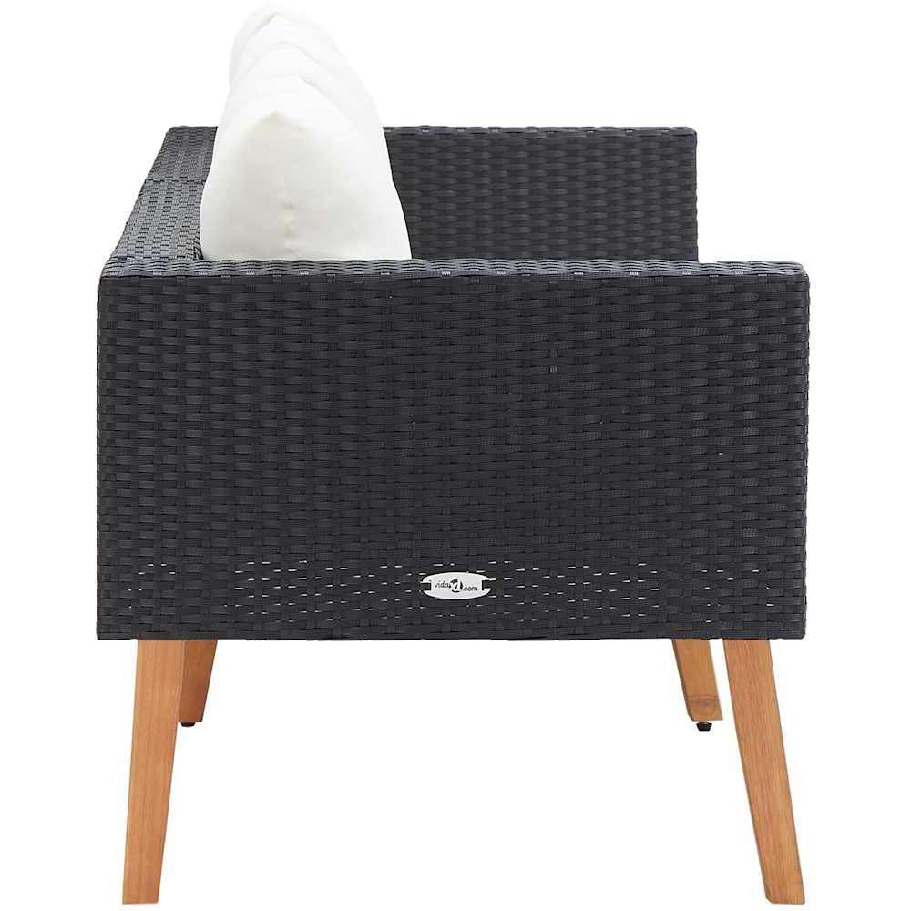 Vidaxl 2-Seater Patio Sofa With Cushions Poly Rattan Black