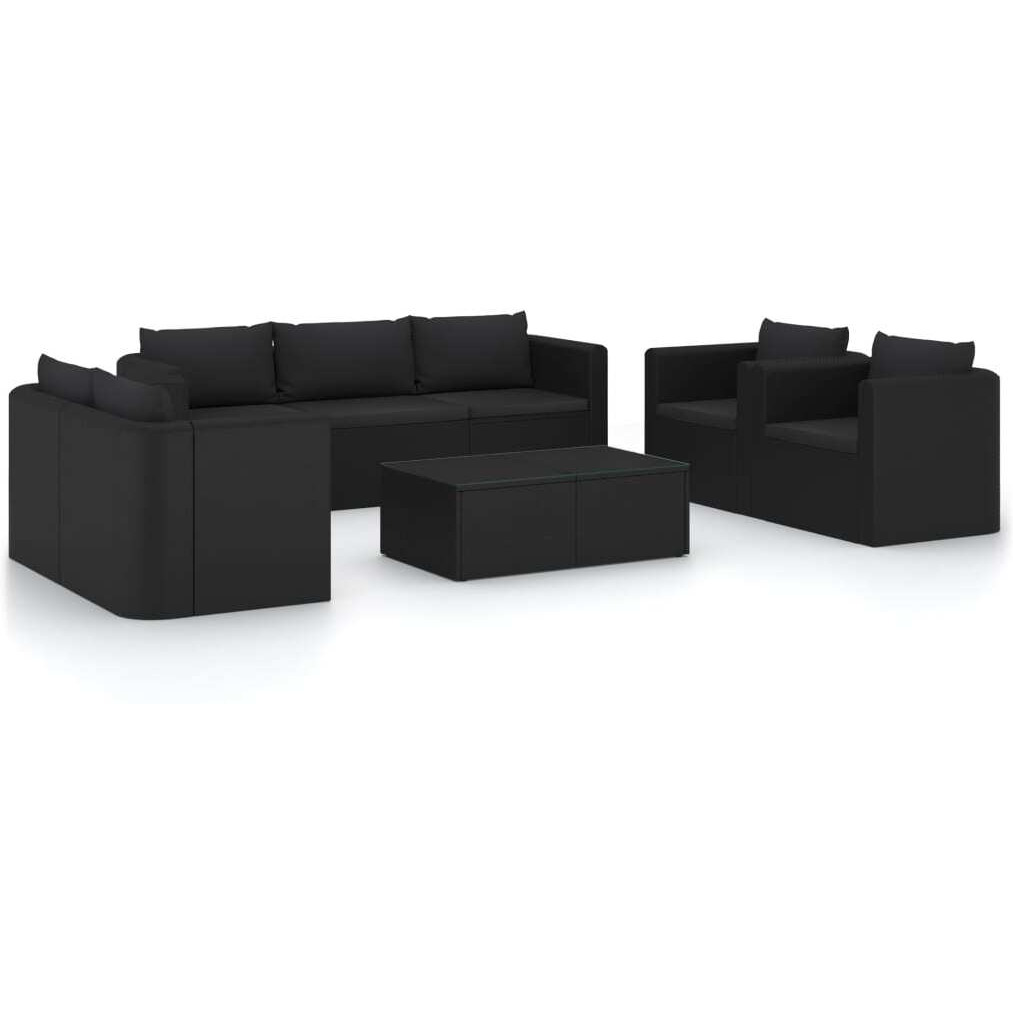 Vidaxl 9 Piece Patio Lounge Set With Cushions Poly Rattan Black