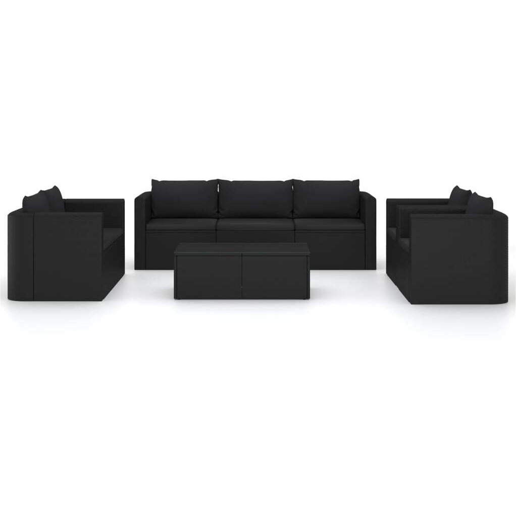 Vidaxl 9 Piece Patio Lounge Set With Cushions Poly Rattan Black