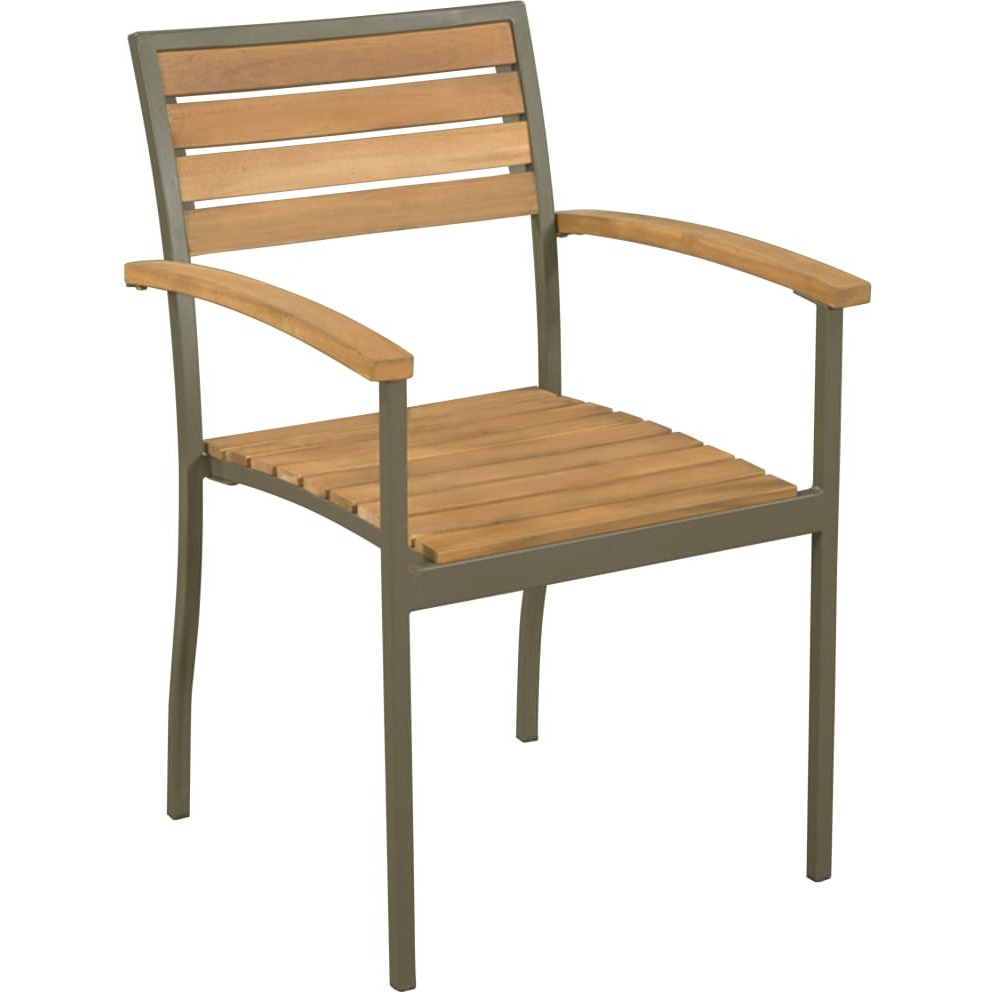 Vidaxl Stackable Patio Chairs 2 Pcs Solid Acacia Wood And Steel