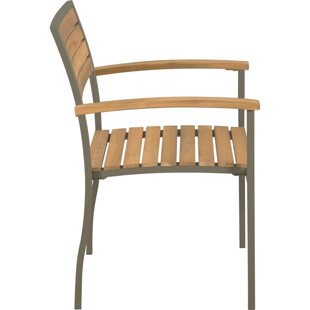 Vidaxl Stackable Patio Chairs 2 Pcs Solid Acacia Wood And Steel