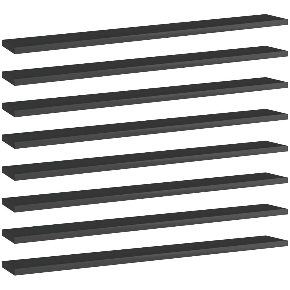 Vidaxl Bookshelf Boards 8 Pcs High Gloss Black 31.5"&quotX3.9"&quotX0.6"" Engineered Wood