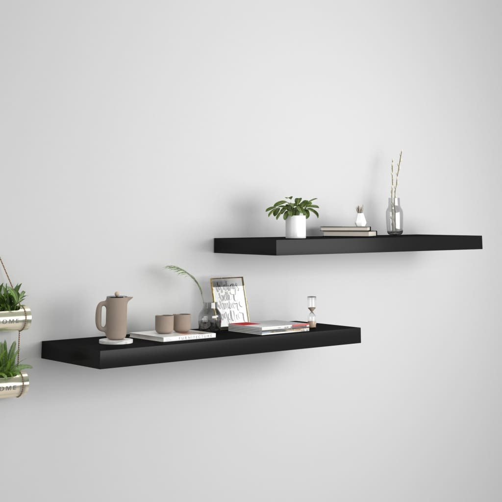 Vidaxl Floating Wall Shelves 2 Pcs Black 31.5"&quotX9.3"&quotX1.5"" Mdf