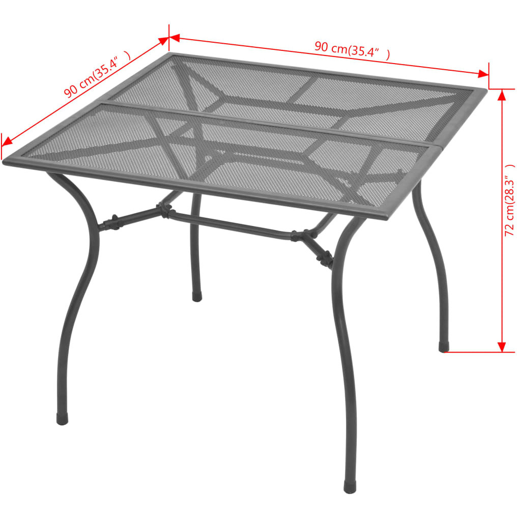 Vidaxl Patio Table 35.4"&quotX35.4"&quotX28.3"" Steel Mesh