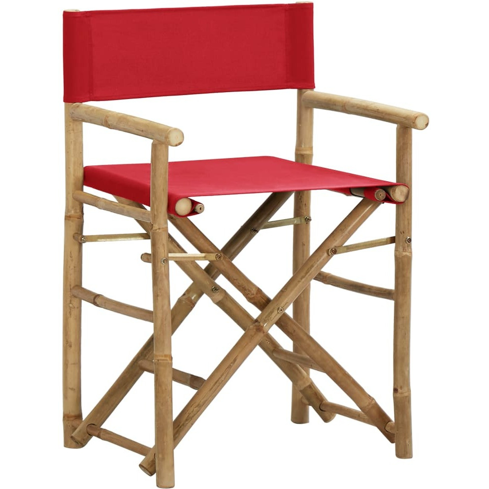 Vidaxl Folding Director's Chairs 2 Pcs Red Bamboo And Fabric