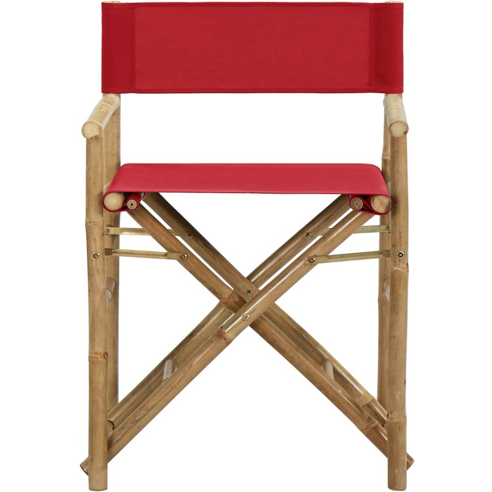 Vidaxl Folding Director's Chairs 2 Pcs Red Bamboo And Fabric