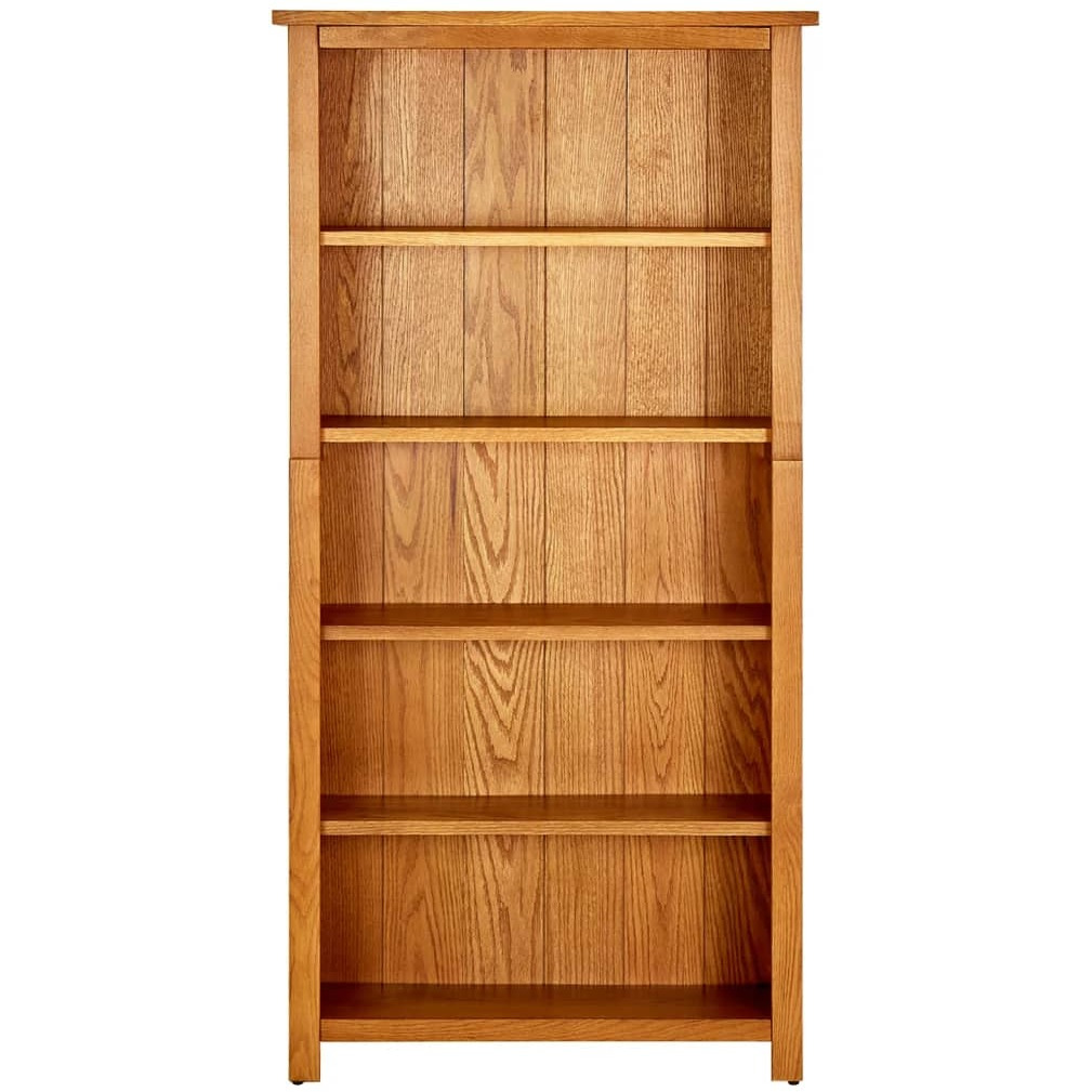 Vidaxl 5-Tier Bookcase 27.5"&quotX8.6"&quotX55.1"" Solid Oak Wood
