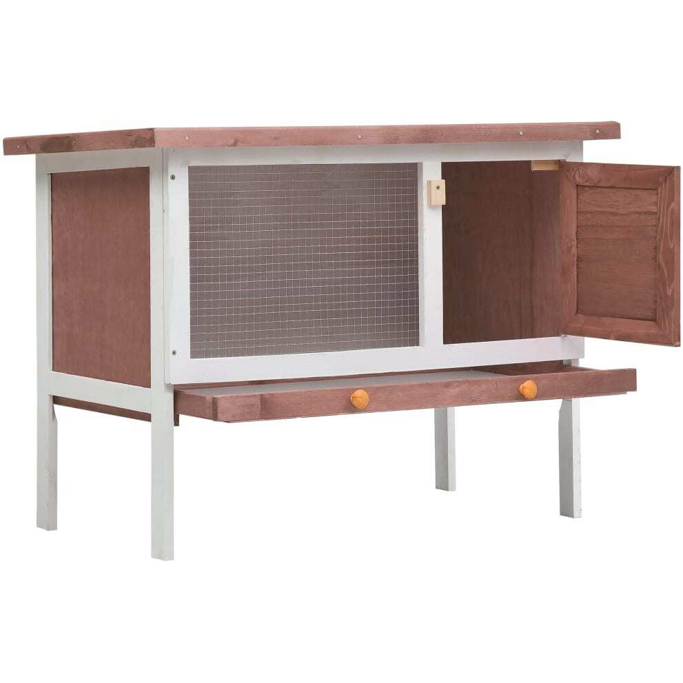 Vidaxl Outdoor Rabbit Hutch 1 Layer Brown Wood