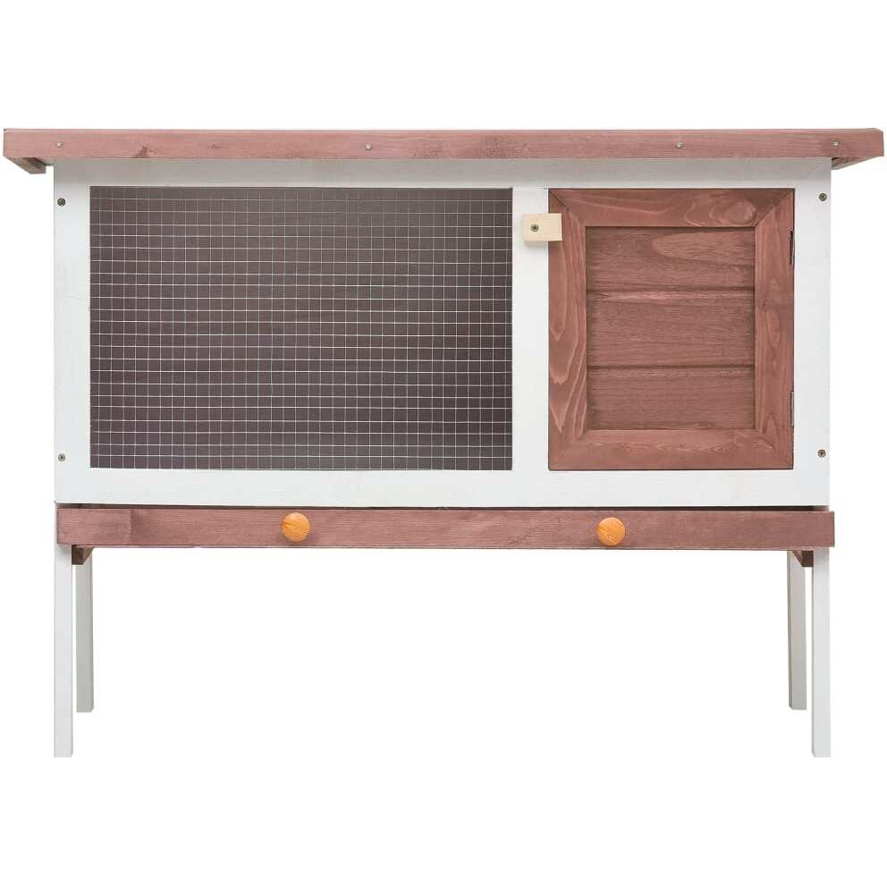 Vidaxl Outdoor Rabbit Hutch 1 Layer Brown Wood