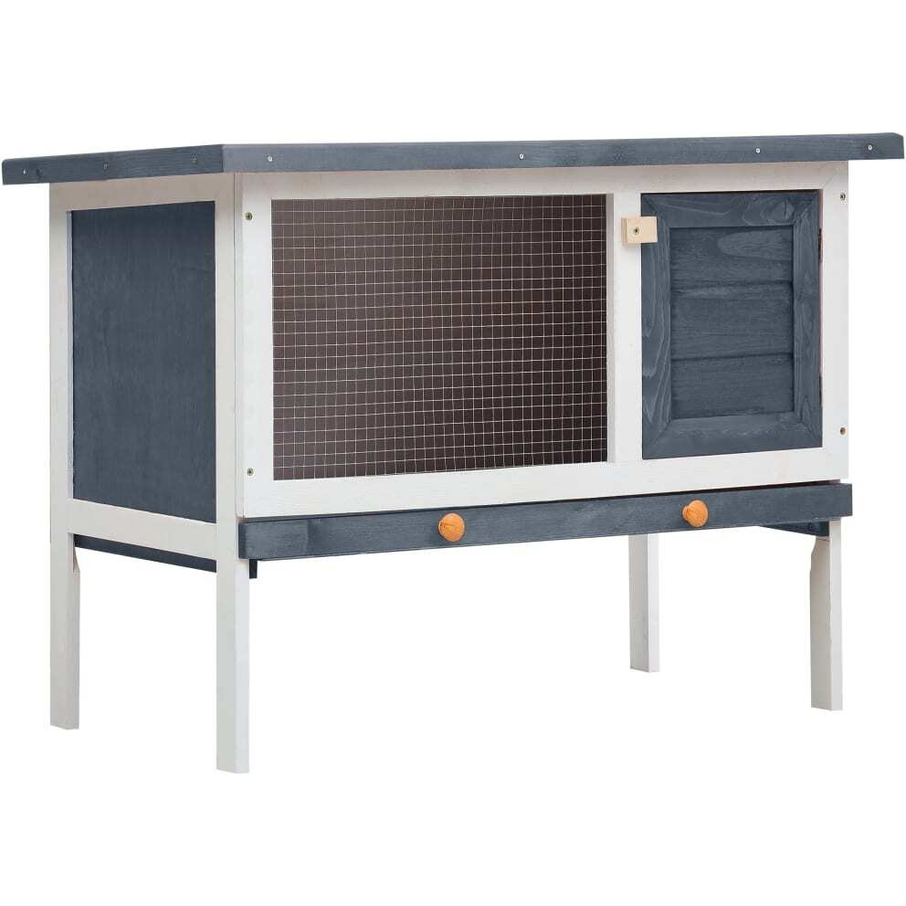 Vidaxl Outdoor Rabbit Hutch 1 Layer Gray Wood