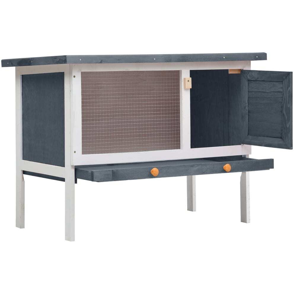 Vidaxl Outdoor Rabbit Hutch 1 Layer Gray Wood