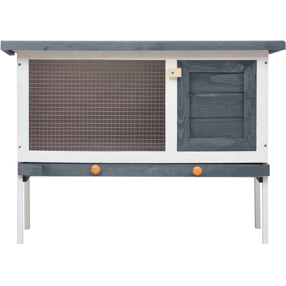Vidaxl Outdoor Rabbit Hutch 1 Layer Gray Wood