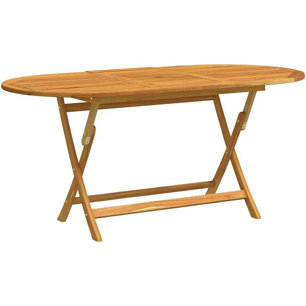 Vidaxl Folding Patio Table 63"&quotX33.5"&quotX29.5"" Solid Eucalyptus Wood