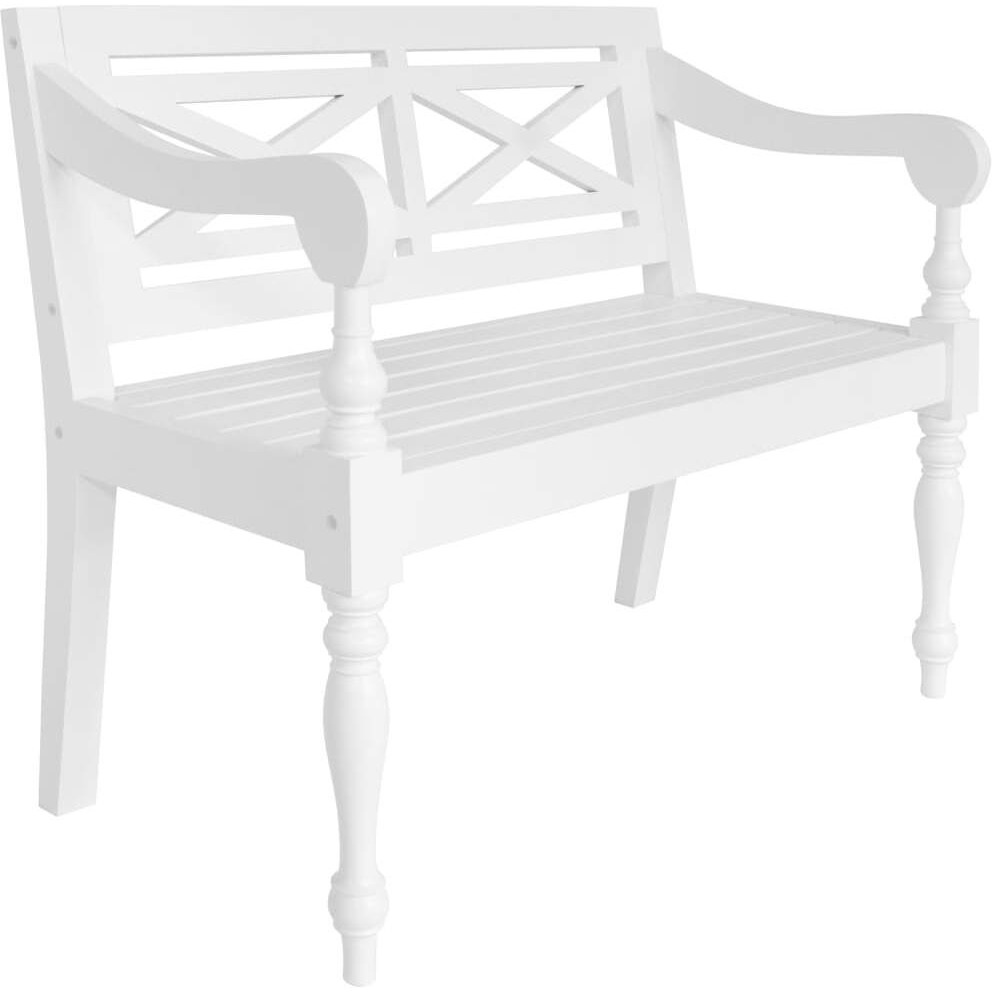 Vidaxl Batavia Bench 38.6"" Solid Mahogany Wood White