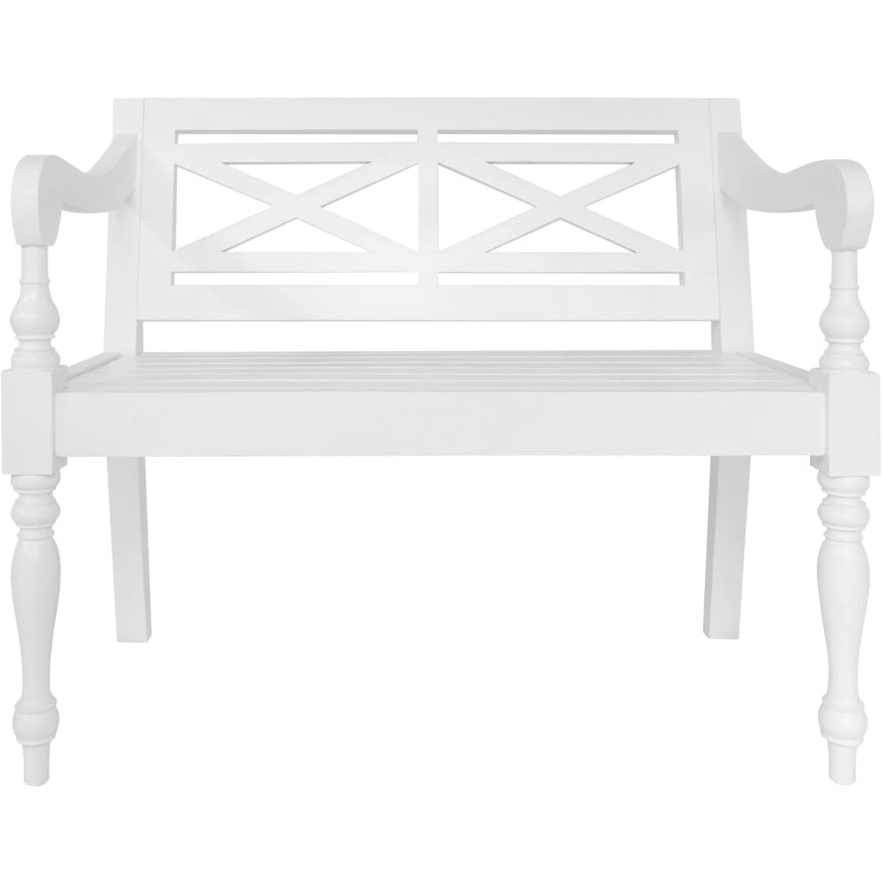 Vidaxl Batavia Bench 38.6"" Solid Mahogany Wood White