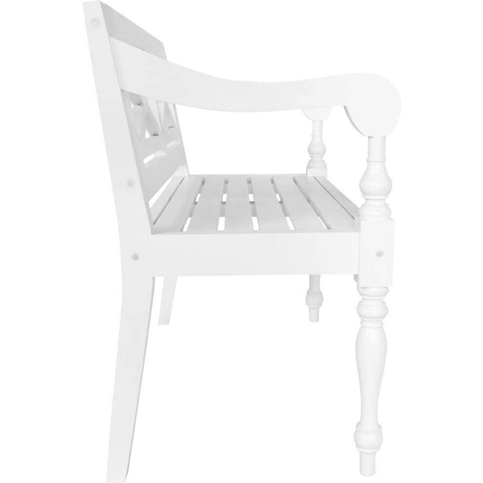 Vidaxl Batavia Bench 38.6"" Solid Mahogany Wood White