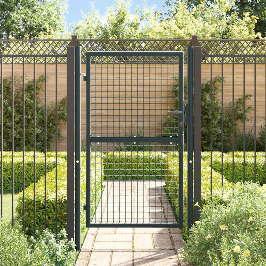 Vidaxl Mesh Garden Gate Galvanized Steel 39.4"&quotX78.7"" Gray