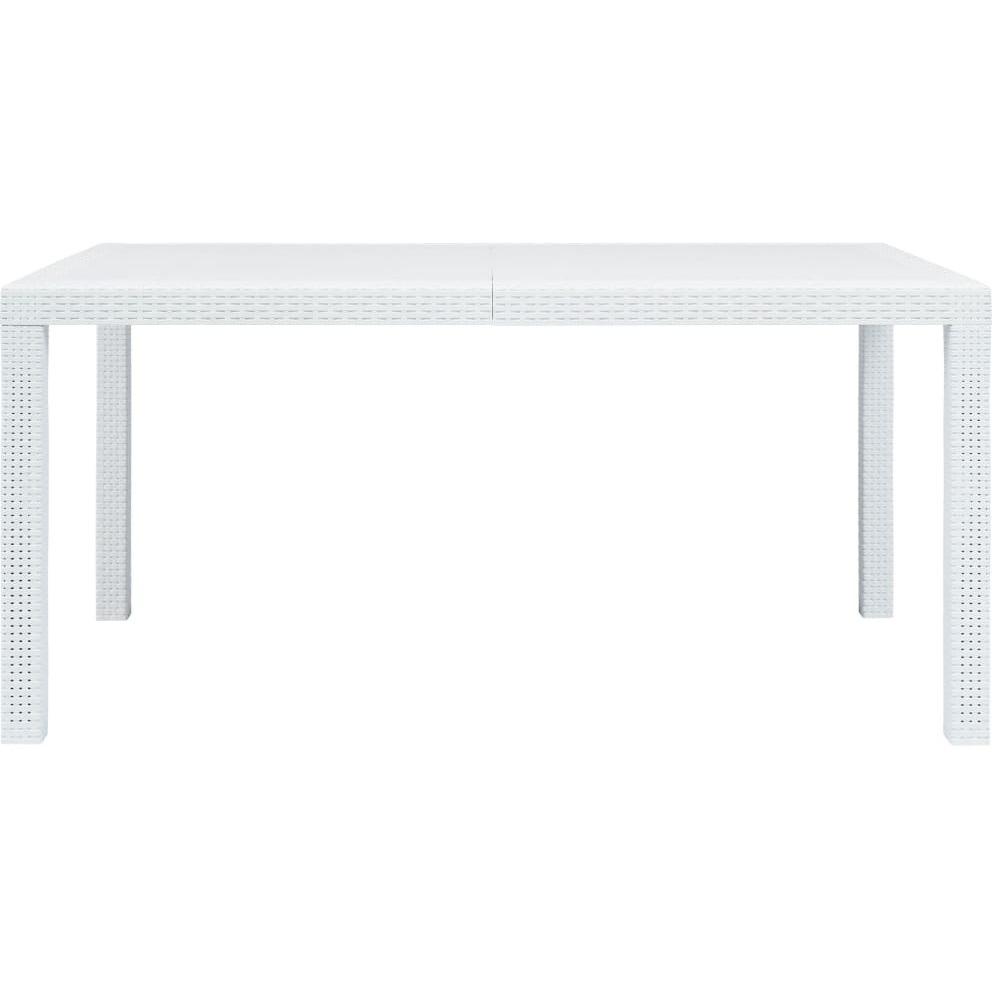 Vidaxl Patio Table White 59"&quotX35.4"&quotX28.3"" Plastic Rattan Look