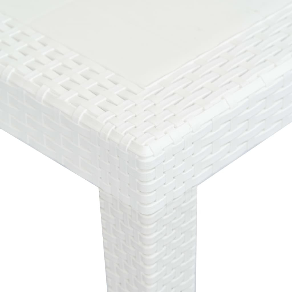 Vidaxl Patio Table White 59"&quotX35.4"&quotX28.3"" Plastic Rattan Look
