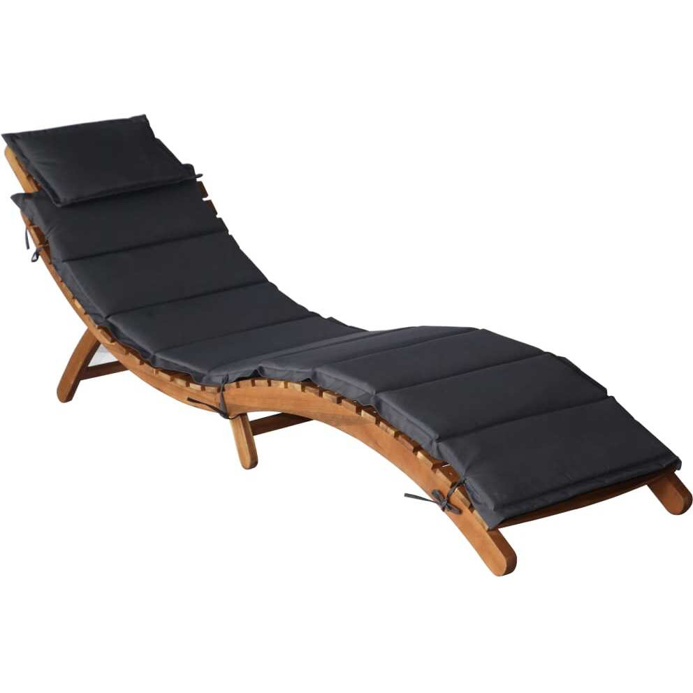 Vidaxl Sun Lounger With Cushion Solid Acacia Wood Dark Gray