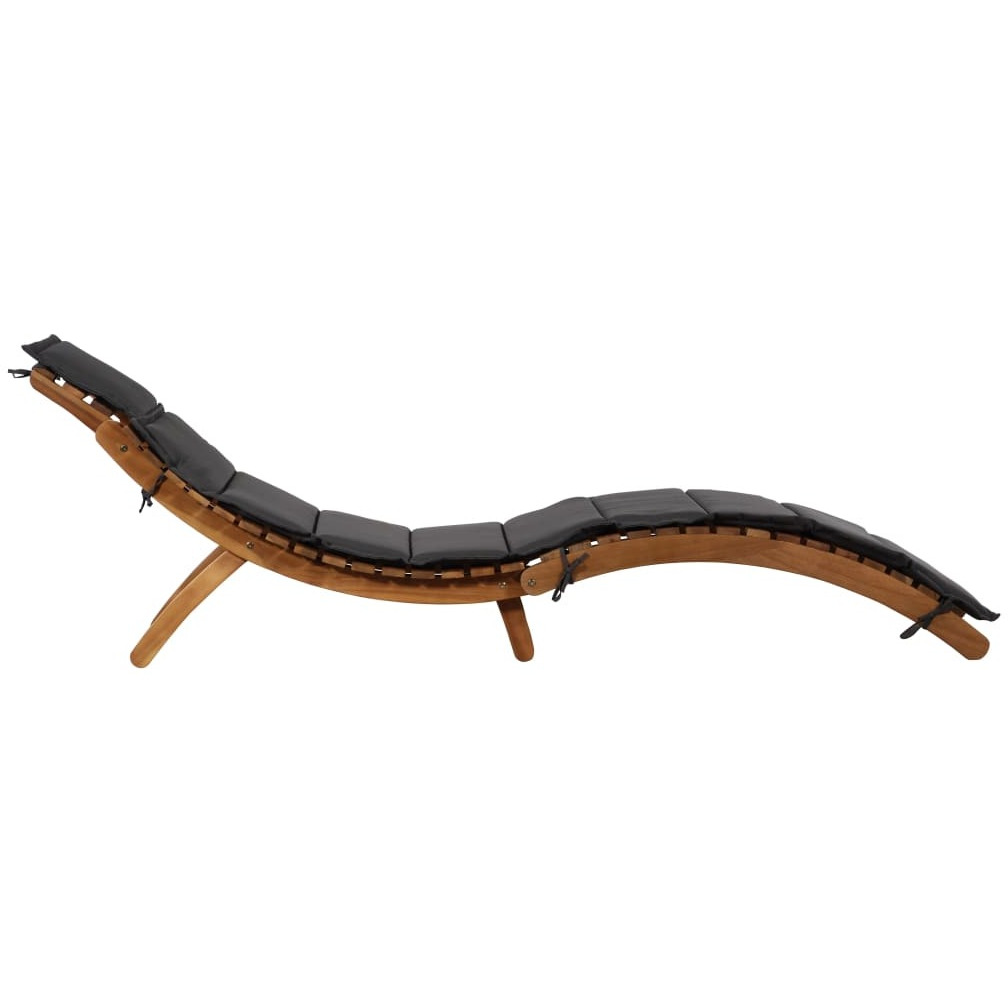 Vidaxl Sun Lounger With Cushion Solid Acacia Wood Dark Gray