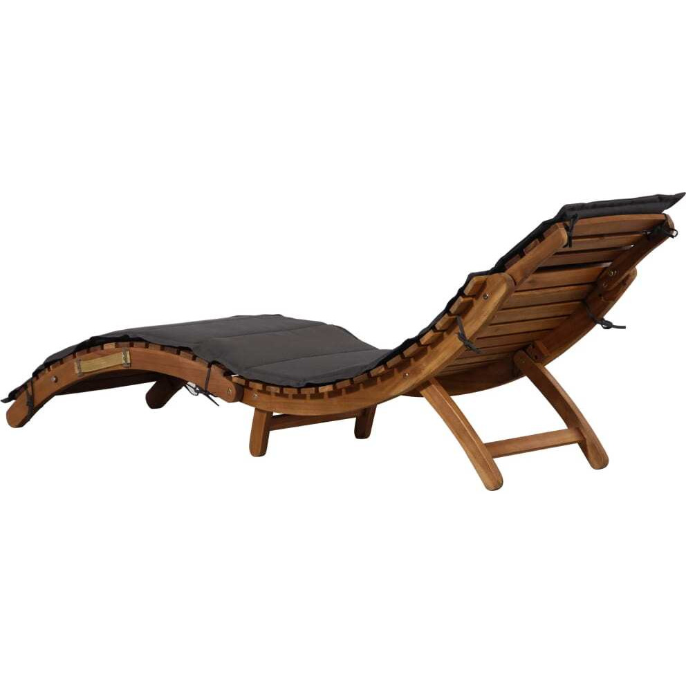 Vidaxl Sun Lounger With Cushion Solid Acacia Wood Dark Gray