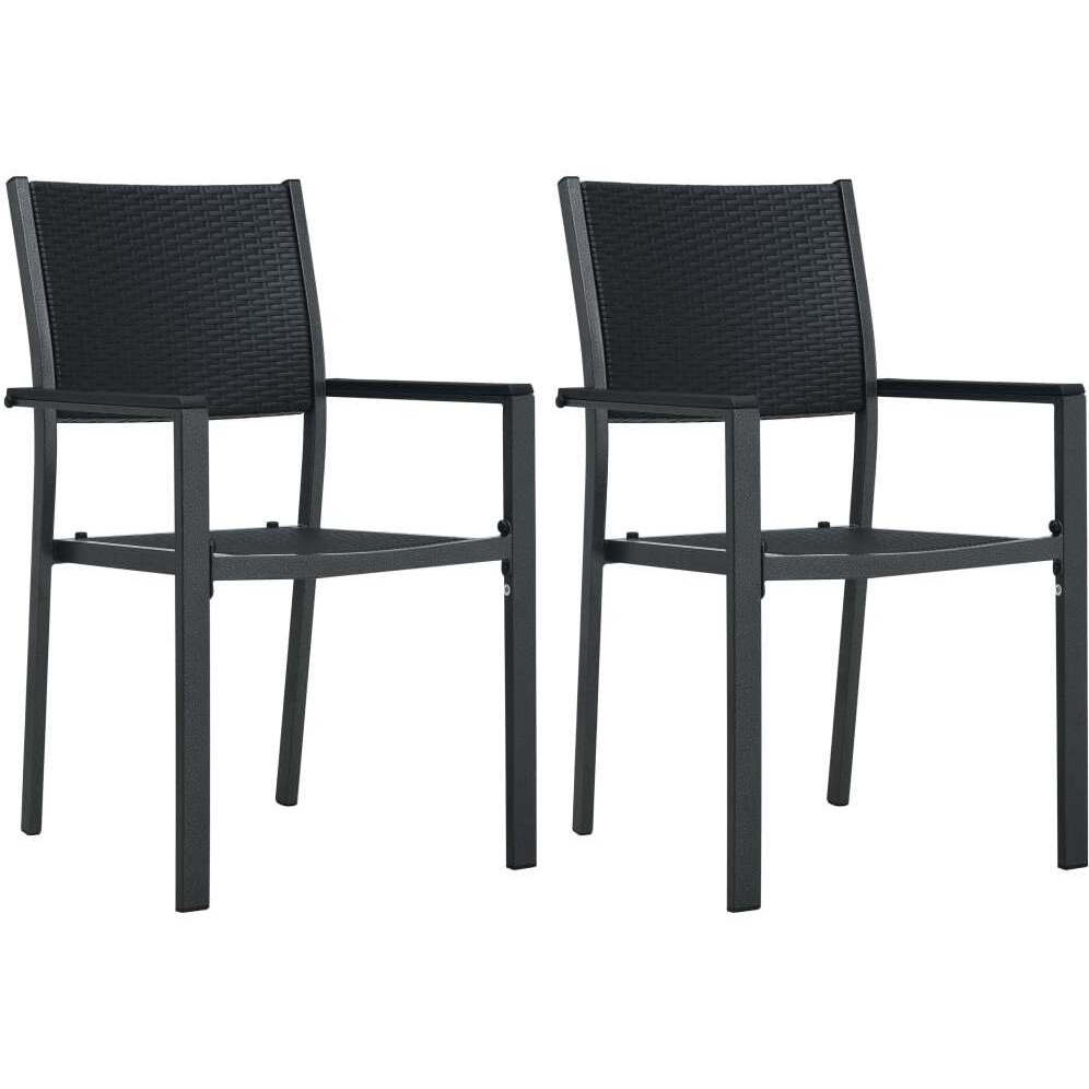Vidaxl Patio Chairs 2 Pcs Black Plastic Rattan Look
