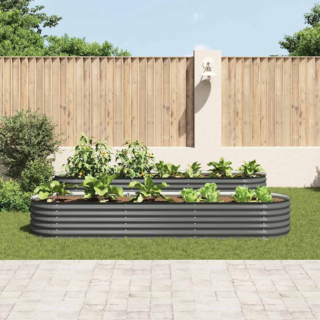 Vidaxl Garden Raised Bed 126"&quotX31.5"&quotX17.3"" Galvanized Steel Gray