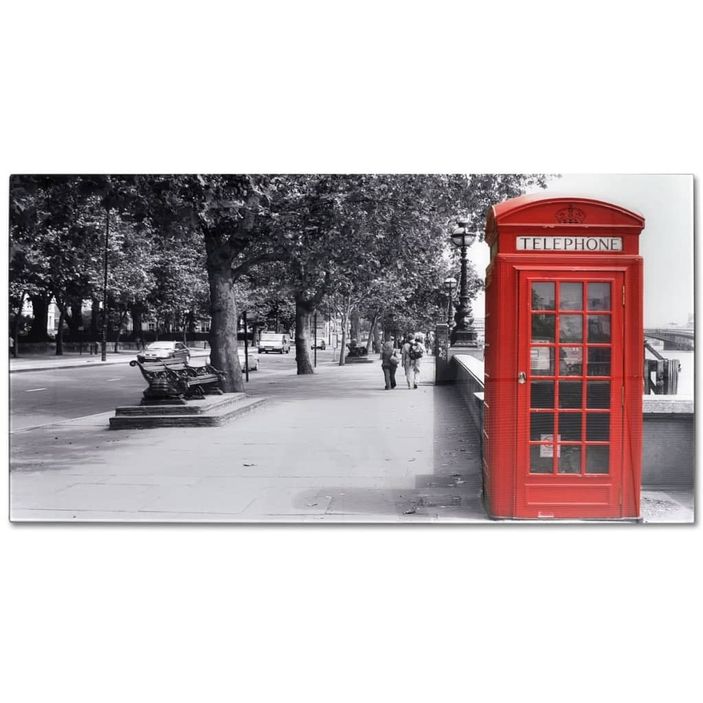 Vidaxl Coffee Table With Telephone Booth Printing Glass Top