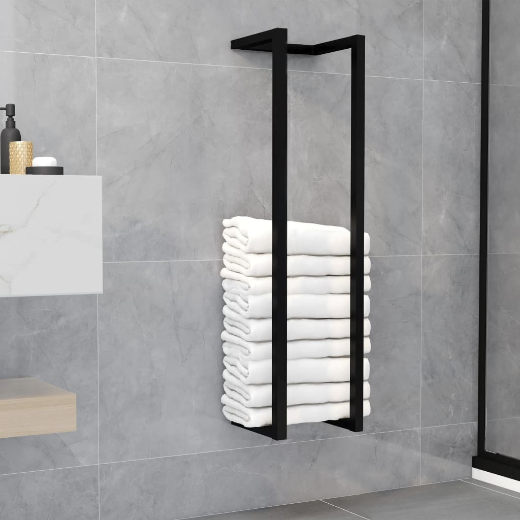 Vidaxl Towel Rack Black 9.8"&quotX7.9"&quotX37.4"" Iron