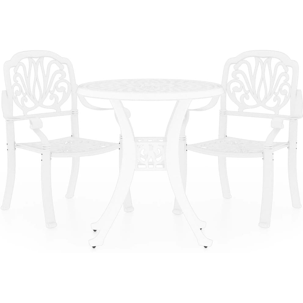 Vidaxl 3 Piece Bistro Set Cast Aluminum White
