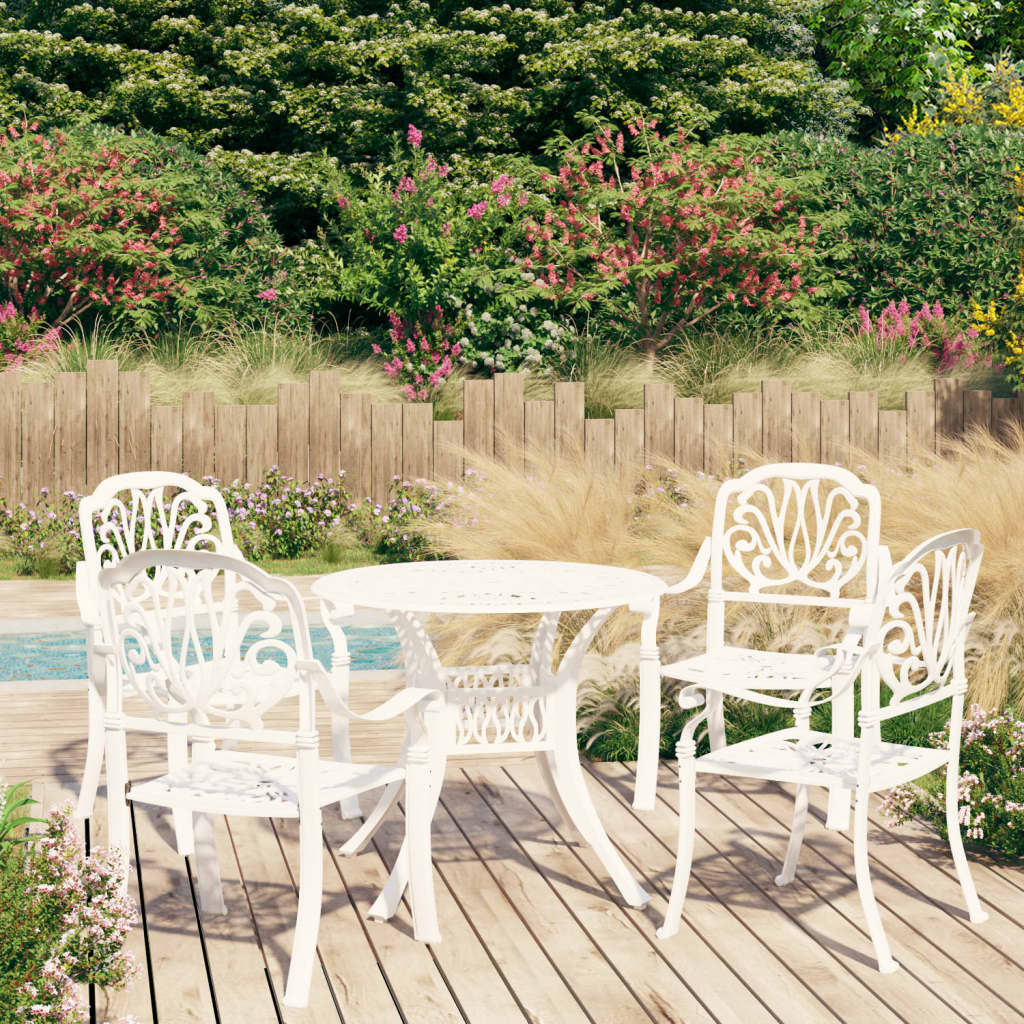 Vidaxl 5 Piece Bistro Set Cast Aluminum White